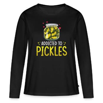 Gurken Liebhaber eingelegte Gurke Geschenk - Frauen Premium Bio Langarmshirt - Schwarz - Vorne - Julia (174cm)
