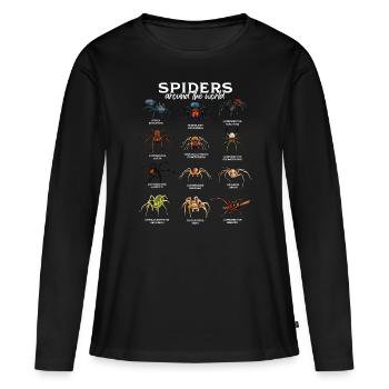 Spinnen auf der Welt - Spinnenarten - Frauen Premium Bio Langarmshirt - Schwarz - Vorne - Julia (174cm)