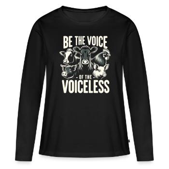 Droits des animaux Vegan Soyez la voix des sans-voix - T-shirt manches longues Premium bio Femme - noir - Devant - Julia (174cm)