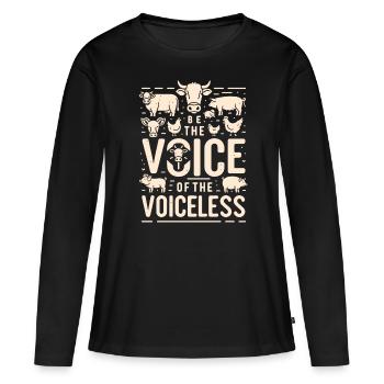 Droits des animaux Vegan Soyez la voix des sans-voix - T-shirt manches longues Premium bio Femme - noir - Devant - Julia (174cm)