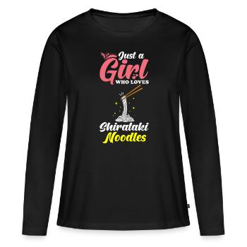 Shiritaki Nudeln - Frauen Premium Bio Langarmshirt - Schwarz - Vorne - Julia (174cm)