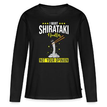 Shiritaki Nudeln - Frauen Premium Bio Langarmshirt - Schwarz - Vorne - Julia (174cm)