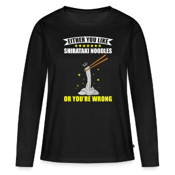 Shiritaki Nudeln - Frauen Premium Bio Langarmshirt - Schwarz - Vorne - Julia (174cm)