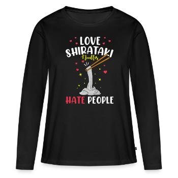 Shiritaki Nudeln - Frauen Premium Bio Langarmshirt - Schwarz - Vorne - Julia (174cm)
