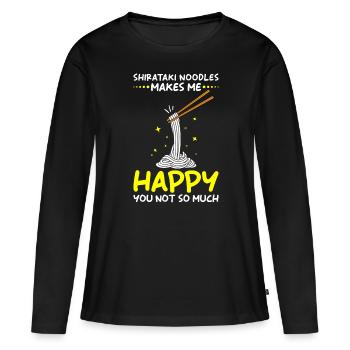 Shiritaki Nudeln - Frauen Premium Bio Langarmshirt - Schwarz - Vorne - Julia (174cm)
