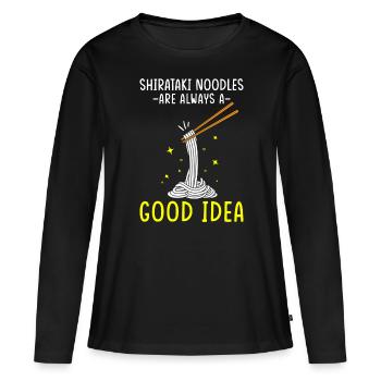 Shiritaki Nudeln - Frauen Premium Bio Langarmshirt - Schwarz - Vorne - Julia (174cm)