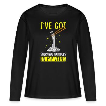 Shiritaki Nudeln - Frauen Premium Bio Langarmshirt - Schwarz - Vorne - Julia (174cm)