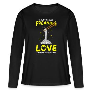 Shiritaki Nudeln - Frauen Premium Bio Langarmshirt - Schwarz - Vorne - Julia (174cm)