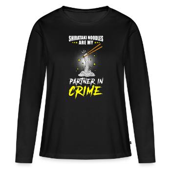 Shiritaki Nudeln - Frauen Premium Bio Langarmshirt - Schwarz - Vorne - Julia (174cm)