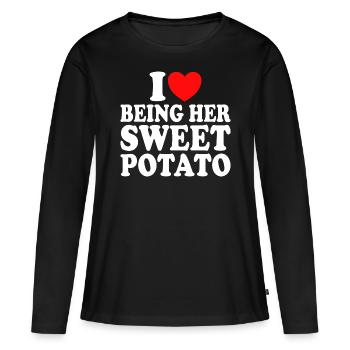 J'aime Être Sa Patate Douce Couple Thanksgiving - T-shirt manches longues Premium bio Femme - noir - Devant - Julia (174cm)