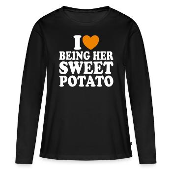 J'aime Être Sa Patate Douce Couple Thanksgiving - T-shirt manches longues Premium bio Femme - noir - Devant - Julia (174cm)
