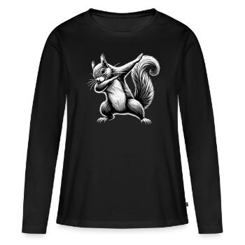 Tamponner l’écureuil - T-shirt manches longues Premium bio Femme - noir - Devant - Julia (174cm)