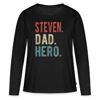 Steven Dad Held - Frauen Premium Bio Langarmshirt - Schwarz - Vorne - Julia (174cm)