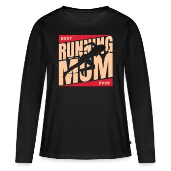 Marathonläufer Mama Beste Läuferin Mama - Frauen Premium Bio Langarmshirt - Schwarz - Vorne - Julia (174cm)