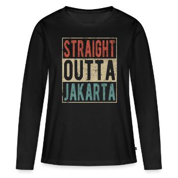Tout droit sorti de Jakarta - T-shirt manches longues Premium bio Femme - noir - Devant - Julia (174cm)
