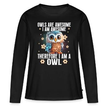 Eule Eulen - Frauen Premium Bio Langarmshirt - Schwarz - Vorne - Julia (174cm)