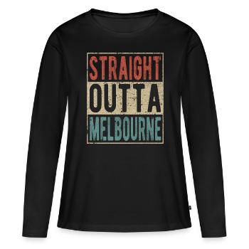 Tout droit sorti de Melbourne - T-shirt manches longues Premium bio Femme - noir - Devant - Julia (174cm)
