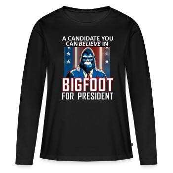 Un candidat en qui vous pouvez croire. Bigfoot pour Presid - T-shirt manches longues Premium bio Femme - noir - Devant - Julia (174cm)