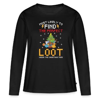 Gamer-Weihnachten - Frauen Premium Bio Langarmshirt - Schwarz - Vorne - Julia (174cm)