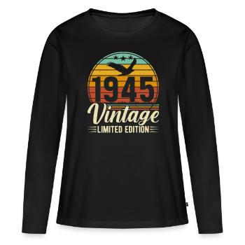 1945 - Ein zeitloses Meisterwerk - Frauen Premium Bio Langarmshirt - Schwarz - Vorne - Julia (174cm)