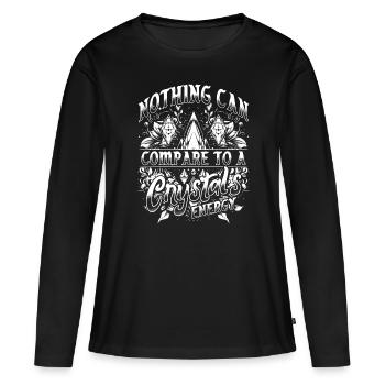 Cristaux Énergie pour les amateurs de cristaux - T-shirt manches longues Premium bio Femme - noir - Devant - Julia (174cm)