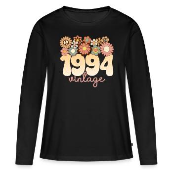 Vintage Frau Jahr 1994 30 Jahre Jubiläum - Frauen Premium Bio Langarmshirt - Schwarz - Vorne - Julia (174cm)