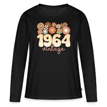 Jahrgang Frau Jahr 1964 60 Jahre Jubiläum - Frauen Premium Bio Langarmshirt - Schwarz - Vorne - Julia (174cm)