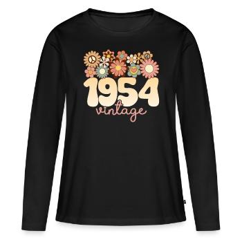Vintage Frau Jahr 1954 70 Jahre Jubiläum - Frauen Premium Bio Langarmshirt - Schwarz - Vorne - Julia (174cm)