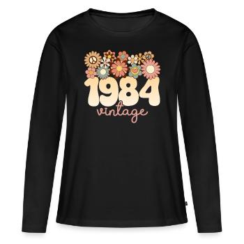 Vintage Frau Jahr 1984 40 Jahre Jubiläum - Frauen Premium Bio Langarmshirt - Schwarz - Vorne - Julia (174cm)
