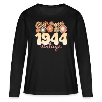 Vintage Woman Year 1944 80 Years Anniversary - Women's Premium Organic Long Sleeve Shirt - black - Front - Julia (174cm)