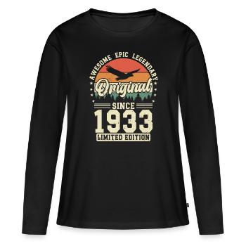 1933: Zeitlos legendär - Frauen Premium Bio Langarmshirt - Schwarz - Vorne - Julia (174cm)
