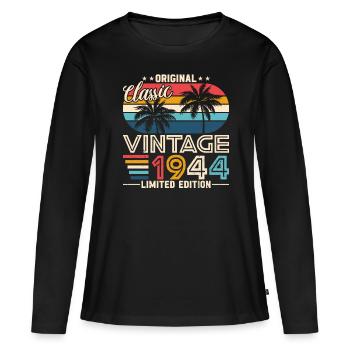 1944 - Zeitlose Eleganz - Frauen Premium Bio Langarmshirt - Schwarz - Vorne - Julia (174cm)