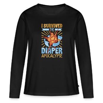 Windel Apokalypse Überlebender - Windelwechseln - Frauen Premium Bio Langarmshirt - Schwarz - Vorne - Julia (174cm)