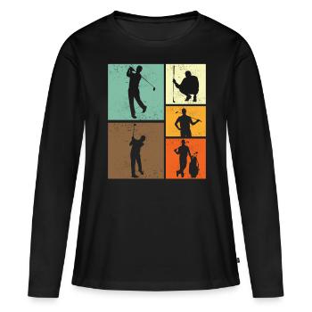 Golfliebhaber Retro-Vintage-Stil Golfer Golfen - Frauen Premium Bio Langarmshirt - Schwarz - Vorne - Julia (174cm)