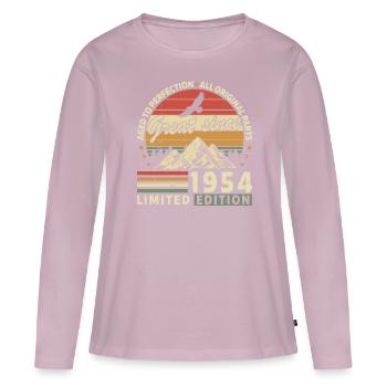 Millésime 1954 Anniversaire - T-shirt manches longues Premium bio Femme - rose poudré - Devant - Julia (174cm)
