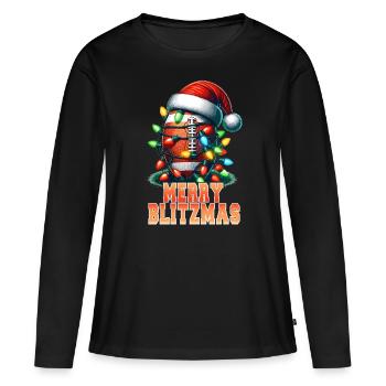 American Football Frohe Blitzmas Festliche Weihnachten - Frauen Premium Bio Langarmshirt - Schwarz - Vorne - Julia (174cm)