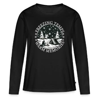 Camper Camp d’hiver Tente Camping - T-shirt manches longues Premium bio Femme - noir - Devant - Julia (174cm)