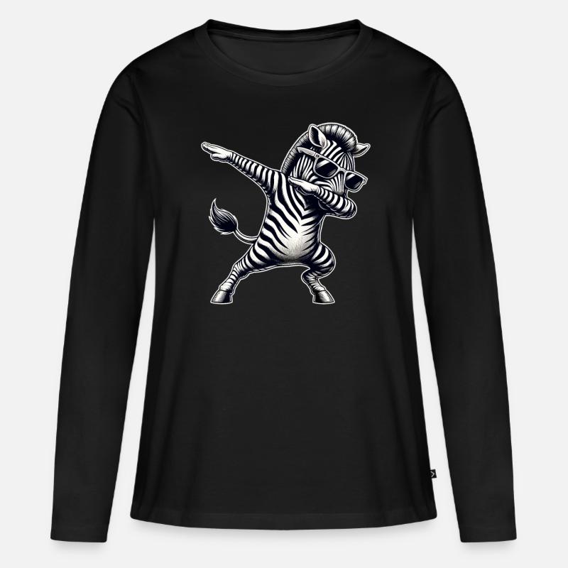 Cooles Zebra Dabbing Tanz Move Zebra - Frauen Premium Bio Langarmshirt - Schwarz
