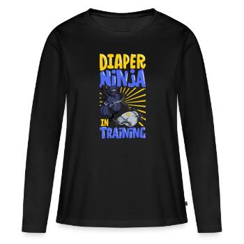 Windel Ninja - Windelwechseln - Frauen Premium Bio Langarmshirt - Schwarz - Vorne - Julia (174cm)
