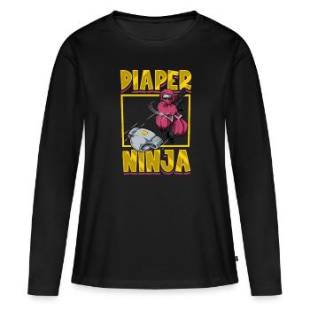 Windel Ninja - Baby wickeln - Frauen Premium Bio Langarmshirt - Schwarz - Vorne - Julia (174cm)