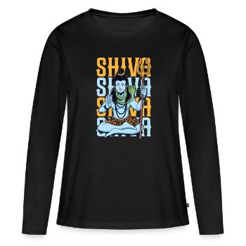 Dieu hindou - Shiva - T-shirt manches longues Premium bio Femme - noir - Devant - Julia (174cm)