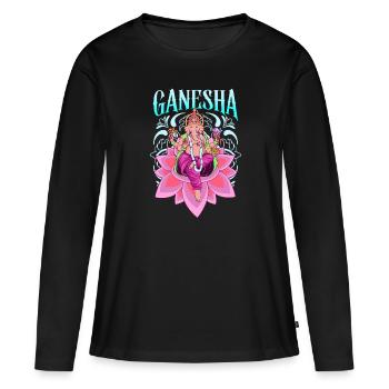 Dieu hindou - Ganesha - T-shirt manches longues Premium bio Femme - noir - Devant - Julia (174cm)