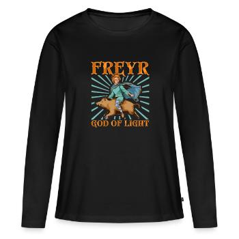 Chevaucher Gullinborsti - Le dieu viking Freyr - T-shirt manches longues Premium bio Femme - noir - Devant - Julia (174cm)