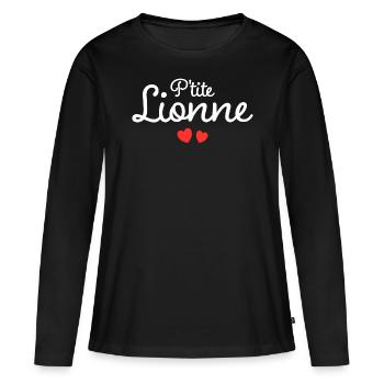 Petite Lionne Humour Surnom Affectueux Femme - T-shirt manches longues Premium bio Femme - noir - Devant - Julia (174cm)