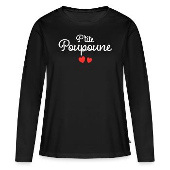 Petite Poupoune Humour Surnom Affectueux Femme - T-shirt manches longues Premium bio Femme - noir - Devant - Julia (174cm)