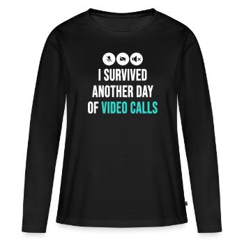 Remote-Mitarbeiter Lustige Idee Videoanrufe Besprechungen - Frauen Premium Bio Langarmshirt - Schwarz - Vorne - Julia (174cm)