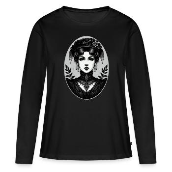 Viktorianisches gotisches Frauenporträt - Frauen Premium Bio Langarmshirt - Schwarz - Vorne - Julia (174cm)