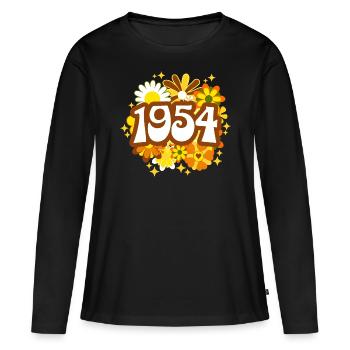 Retro Groovy Year 1954 Woman 70 Year Anniversary - Women's Premium Organic Long Sleeve Shirt - black - Front - Julia (174cm)