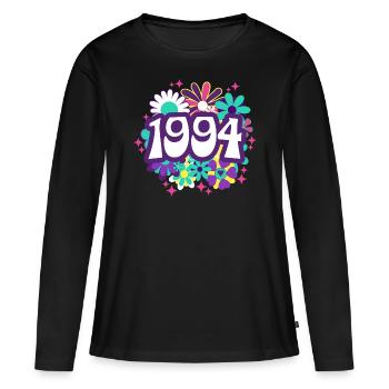 Retro Groovy Jahr 1994 Frau 30 Jahre Jubiläum - Frauen Premium Bio Langarmshirt - Schwarz - Vorne - Julia (174cm)