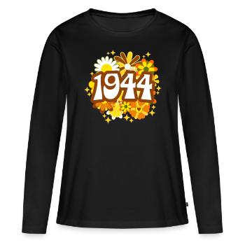 Retro Groovy Year 1944 Woman 80 Years Anniversary - Women's Premium Organic Long Sleeve Shirt - black - Front - Julia (174cm)